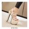 Chunky Block Heels Peep Toe Ankle Straps Transparent Pumps - Beige