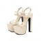 Chunky Block Heels Peep Toe Ankle Straps Transparent Pumps - Beige