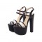 Chunky Block Heels Peep Toe Ankle Straps Transparent Pumps - Black