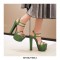 Chunky Block Heels Peep Toe Ankle Straps Transparent Pumps - Green