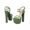 Chunky Block Heels Peep Toe Ankle Straps Transparent Pumps - Green