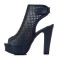 Peep Toe Ankle Back Straps Platforms Cuban Heels Summer Boots - Blue