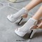Peep Toe Ankle Back Straps Platforms Cuban Heels Summer Boots - White