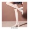 Pointed Toe Block Chunky Heels Ankle Buckle Straps Sandals - Beige