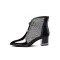 Pointed Toe Low Chunky Heels Transparent Ankle Shoes - Midnight Blue