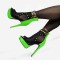 Stiletto Heel Peep Toe Rivet Mesh Net Big Sizes Booties with Zipper - Green