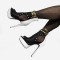 Stiletto Heel Peep Toe Rivet Mesh Net Big Sizes Booties with Zipper - White