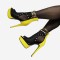 Stiletto Heel Peep Toe Rivet Mesh Net Big Sizes Booties with Zipper - Yellow