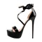 Peep Toe Stiletto Heels Ankle Buckle Straps Back Zipper Platforms Sandals - Black