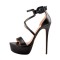 Peep Toe Stiletto Heels Ankle Buckle Straps Back Zipper Platforms Sandals - Black