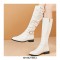 Knee High Side Zipper Buckle Strap Pretty Rider Boots - White