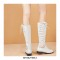 Knee High Side Zipper Buckle Strap Pretty Rider Boots - White