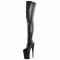 Round Toe Platforms Stiletto Heels Over The Knees Pull On Pumps Boots - Black