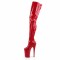 Round Toe Platforms Stiletto Heels Over The Knees Side Half Zipper Pumps Boots - Red