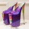 Fly High Peep Toe Transparent Platform Stiletto Heels Summer Party Pumps - Purple PVC