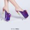 Fly High Peep Toe Transparent Platform Stiletto Heels Summer Party Pumps - Purple PVC