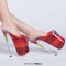 Fly High Peep Toe Transparent Platform Stiletto Heels Summer Party Pumps - Red PVC