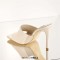 Square Open Toe Stiletto Heels Elegant Sandals - Beige Faux Leather