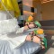 Peep Toe Fantasy Pineapple Heel Ankle Buckle Straps Sandals - Black