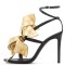 Peep Toe Flower Decorated Elegant Stiletto Heels Ankle Gladiator Straps Summer Party Date Night Sandals - Gold Faux Leather