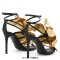 Peep Toe Flower Decorated Elegant Stiletto Heels Ankle Gladiator Straps Summer Party Date Night Sandals - Gold Faux Leather