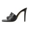 Square Open Toe Stiletto Heels Elegant Sandals - Black Faux Leather