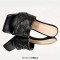 Square Open Toe Stiletto Heels Elegant Sandals - Black Faux Leather
