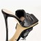Square Open Toe Stiletto Heels Elegant Sandals - Black Faux Leather