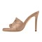 Square Open Toe Stiletto Heels Elegant Sandals - Brown Faux Leather