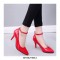 Pointed Toe Stiletto Heels Ankle Straps Pumps  - Red