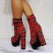 Chunky Heels Plaid Lace Up Round Toe Booties with Ankle Strap - Red