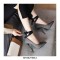 Pointed Toe Stiletto Heels Ankle Ribbon Straps Suede Pumps  - Gray