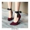 Pointed Toe Stiletto Heels Ankle Ribbon Straps Suede Pumps  - Red