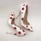 Pointed Toe Stiletto Heels Classic Red Polka Dots Pumps - White Patent