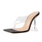 Open Square Toe Kitten Heel Slip On Transparent Clear Summer Sandals - Black PVC