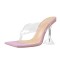 Open Square Toe Kitten Heel Slip On Transparent Clear Summer Sandals - Pink PVC
