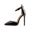 Stiletto Heels Pointed Toe Ankle Strap Dorsay Patent Pumps - Black