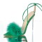 Pointed Open Toe Stiletto Transparent Heels Gladiator Lace Up Furry Sandals - Green Patent