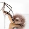 Pointed Open Toe Stiletto Transparent Heels Gladiator Lace Up Furry Snake Print Sandals - Tan Patent