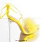 Pointed Open Toe Stiletto Transparent Heels Gladiator Lace Up Furry Sandals - Yellow Patent