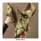 Pointed Toe Western Lace Up Snake Print Loafer Oxford Shoes - Yellow