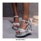 Peep Toe Platforms Snake Print Ankle Buckle Straps Wedges Sandals - White