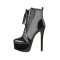 Stiletto Heels Platfom Ankle Mesh Summer Booties - Black