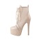 Stiletto Heels Platfom Ankle Mesh Summer Booties - Nude