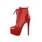 Stiletto Heels Platfom Ankle Mesh Summer Booties - Red