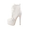 Stiletto Heels Platfom Ankle Mesh Summer Booties - White