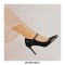 Stiletto Heels Pointed Toe Mary Janes Patent Pumps - Black