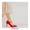 Stiletto Heels Pointed Toe Mary Janes Patent Pumps - Red
