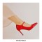Stiletto Heels Pointed Toe Mary Janes Patent Pumps - Red
