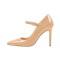 Stiletto Heels Pointed Toe Mary Janes Patent Pumps - Nude